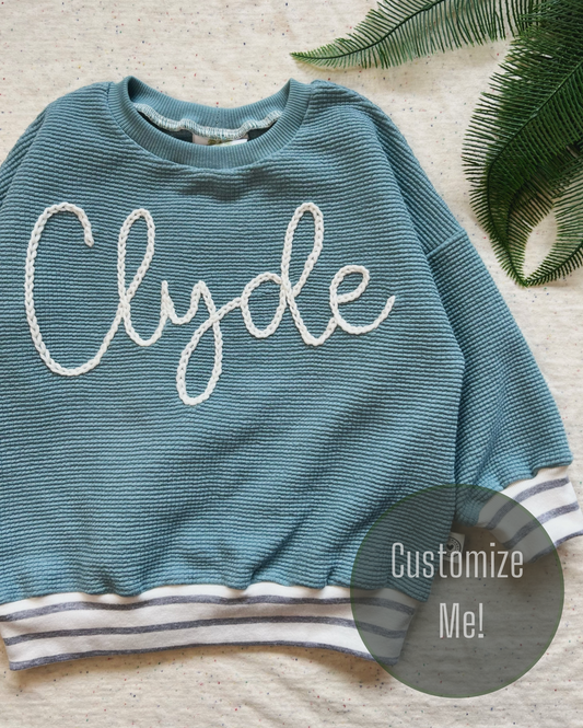 Hand Embroidered Name Sweater/Romper